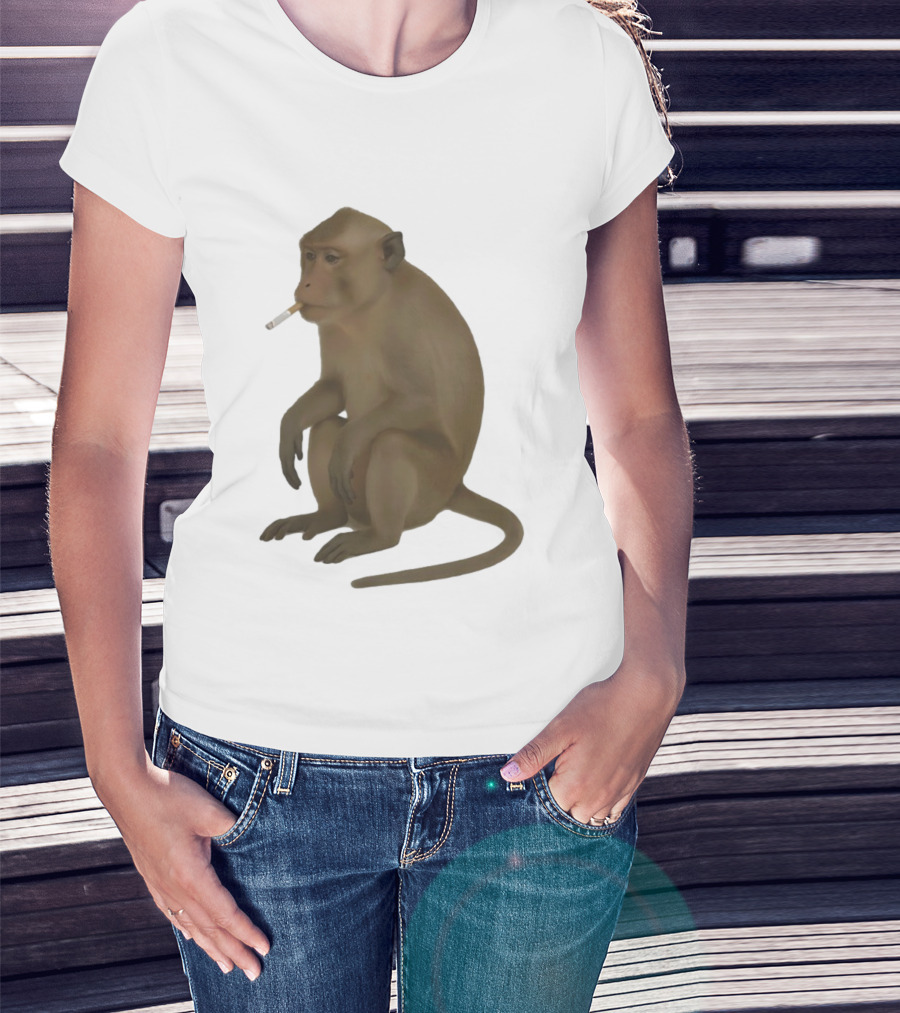 Crazy Monkey Smoking Cigarette Mood T-Shirt