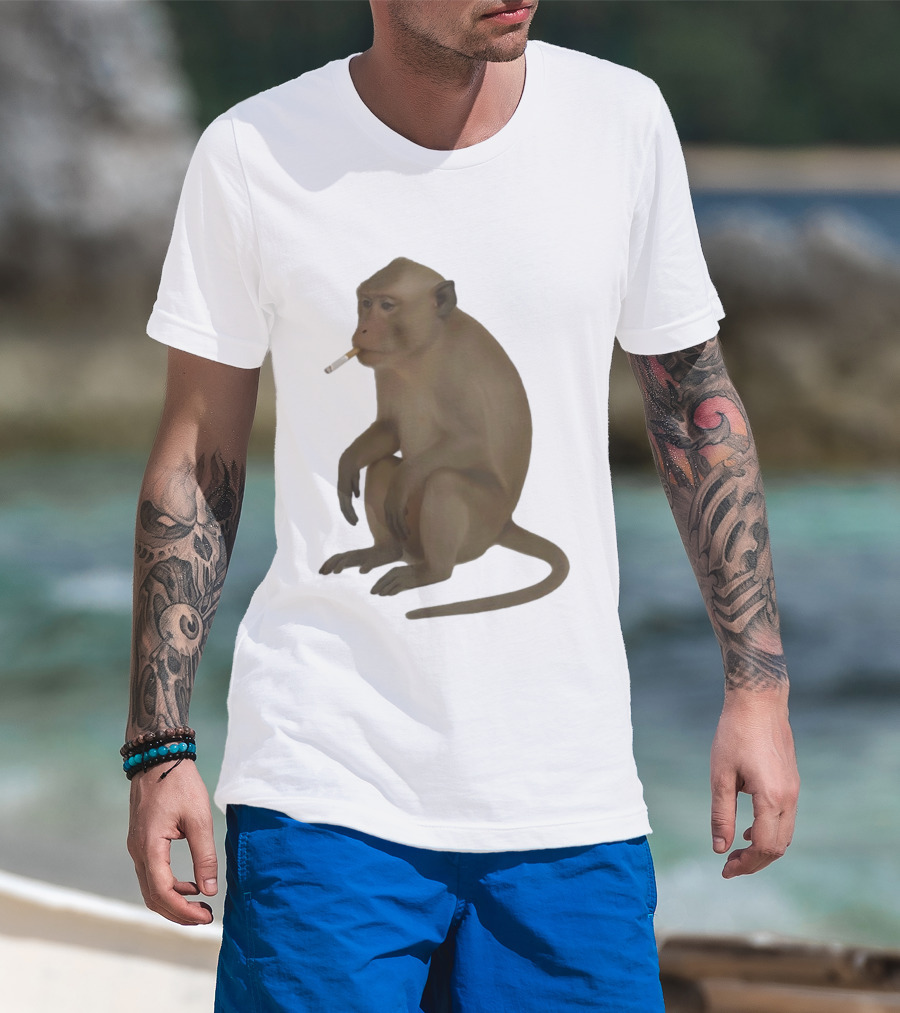 Crazy Monkey Smoking Cigarette Mood T-Shirt