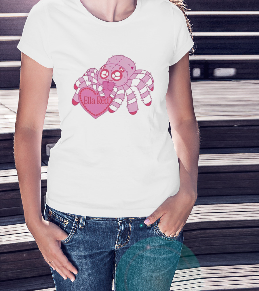 Ella Red Spider Pink Heart Cuteness T-Shirt
