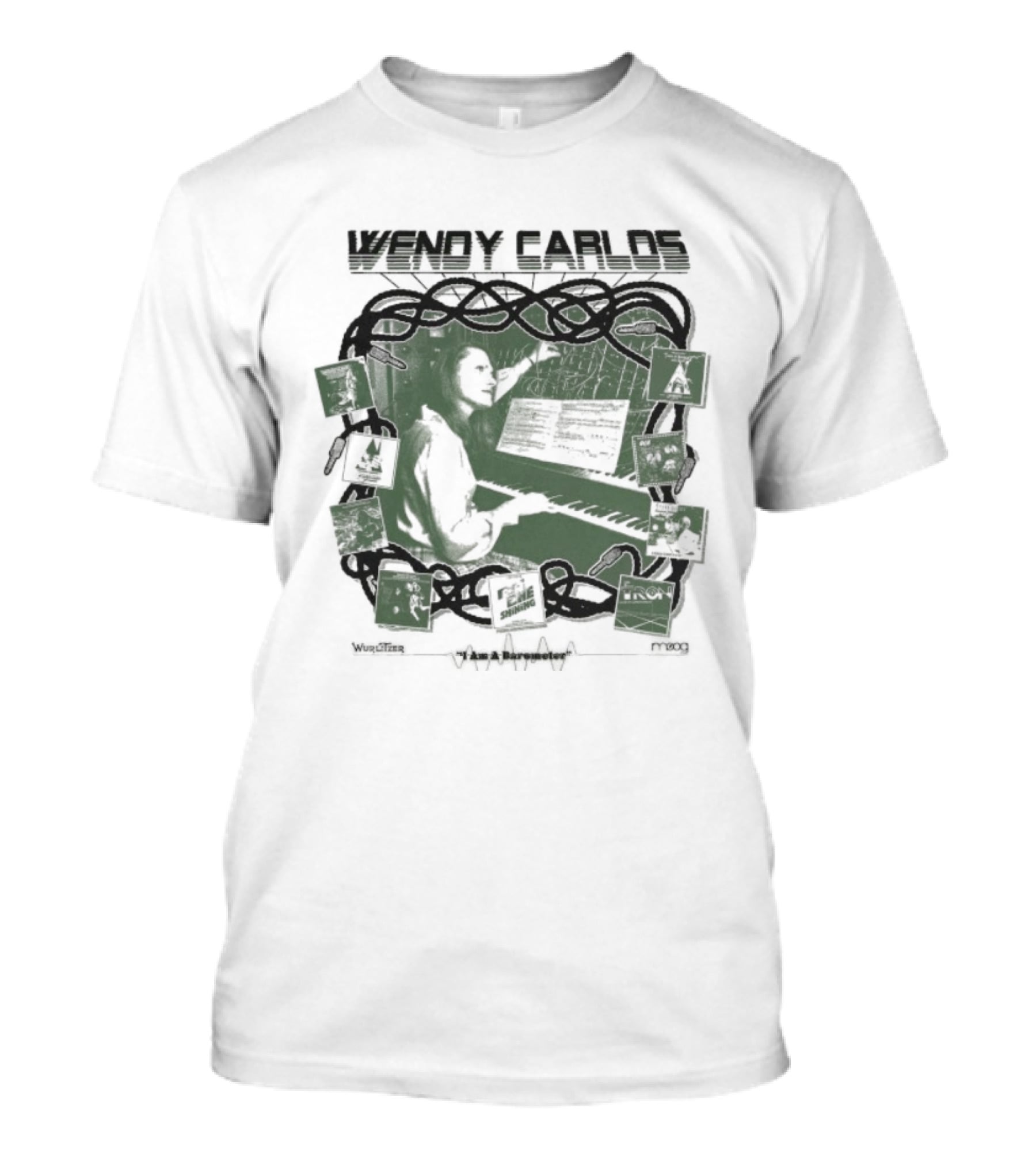 Wendy Carlos I Am The Barometer Piano Keyboard Green Design T-Shirt