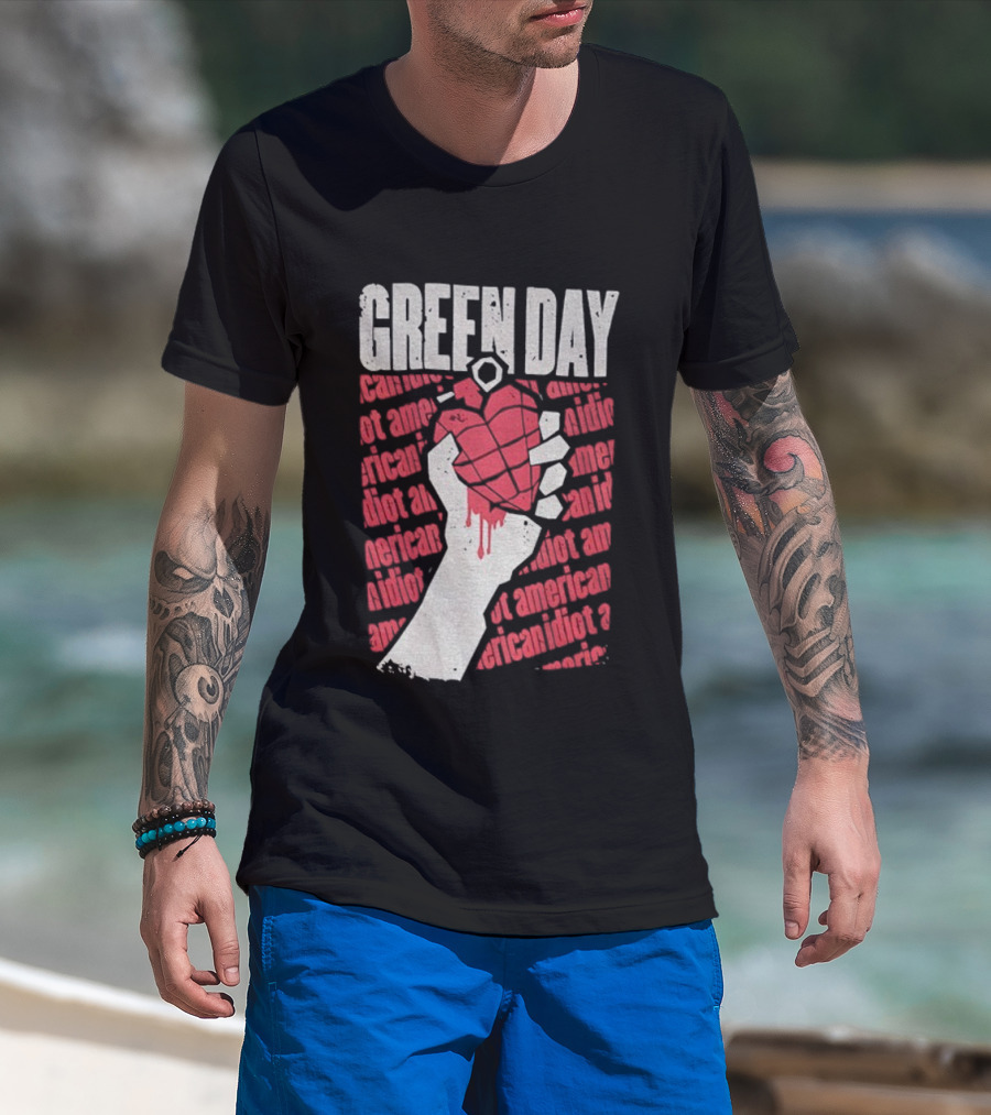 Green Day American Idiot Heart Hand Grenade T-Shirt
