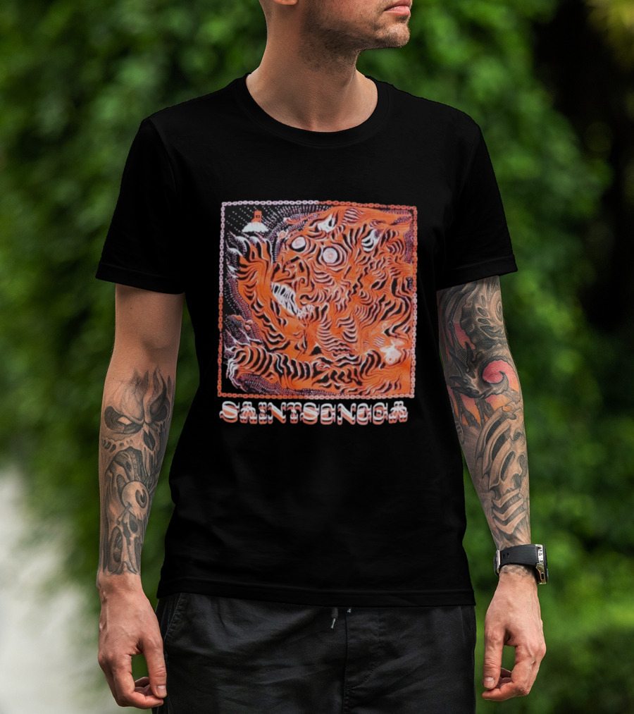 Saintseneca Dream Tiger Psychedelic Orange Tiger With Castle T-Shirt