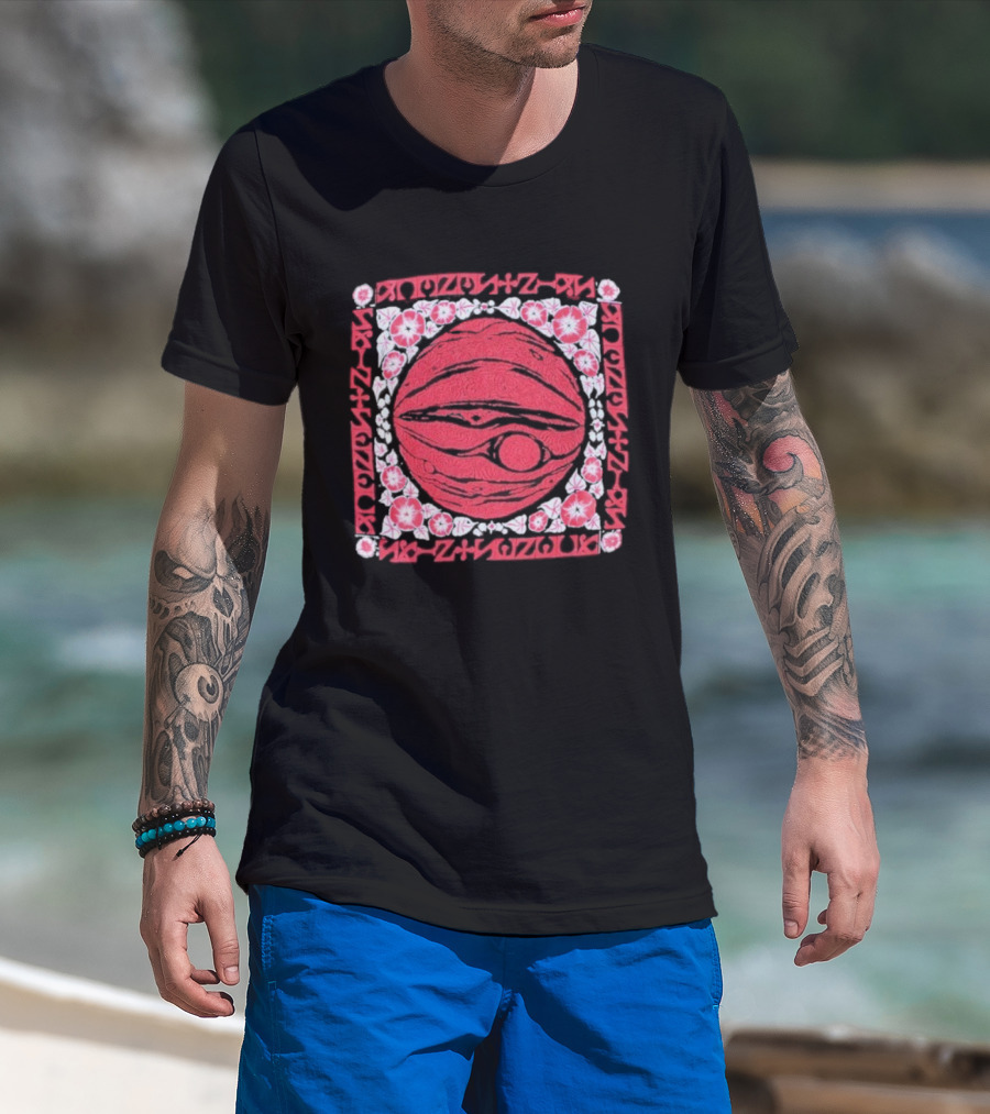 Saintseneca Jupiter Cosmic Vintage Red Planet Symbol With Geometric Border T-Shirt