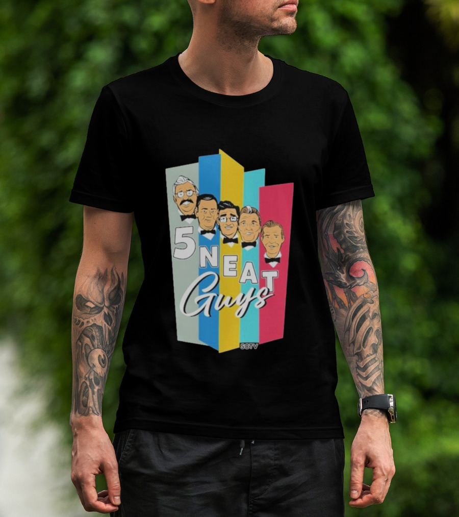 SCTV 5 Neat Guys Bow Tie Graphic Comedy Series T-Shirt
