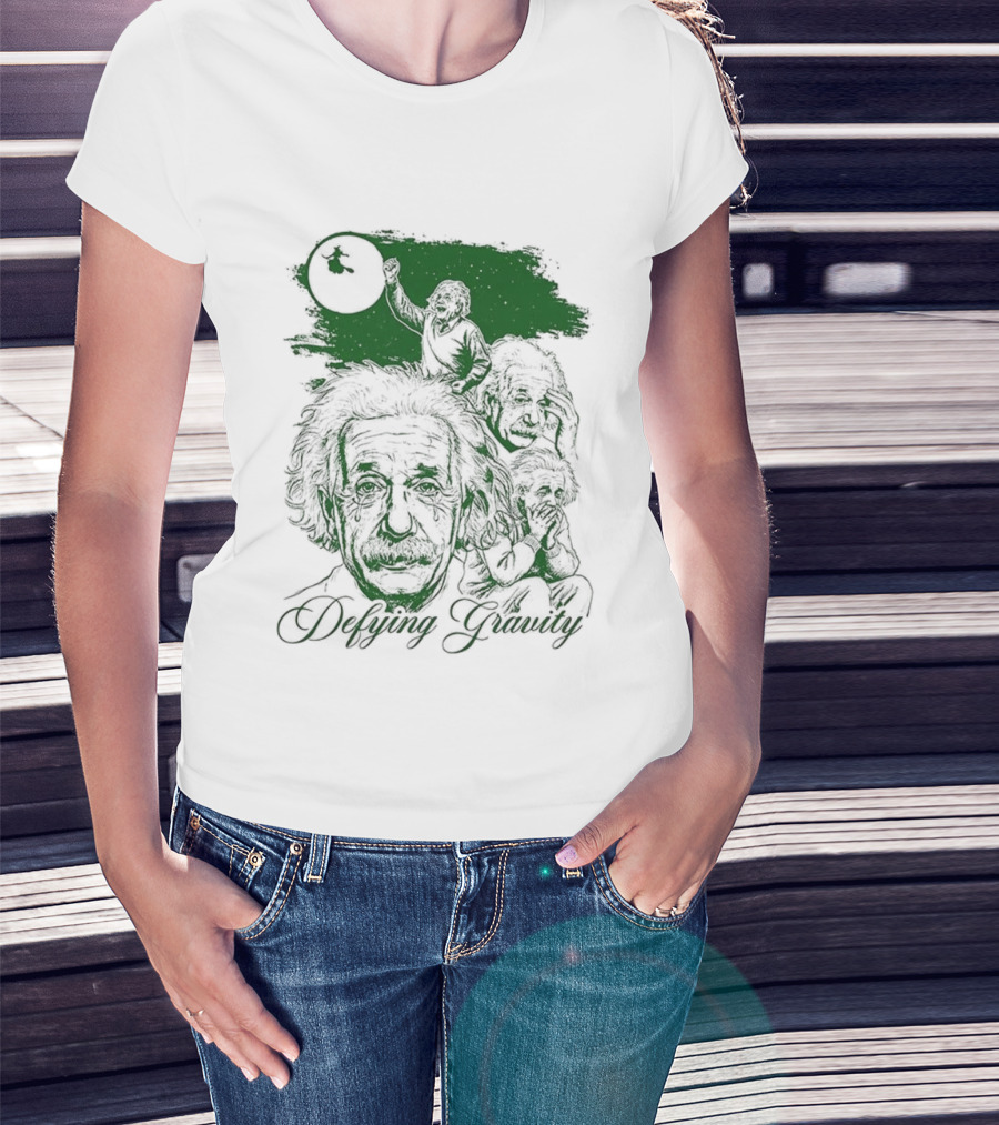 Defying Gravity Einstein Sketch Face With Gravity Concept T-Shirt