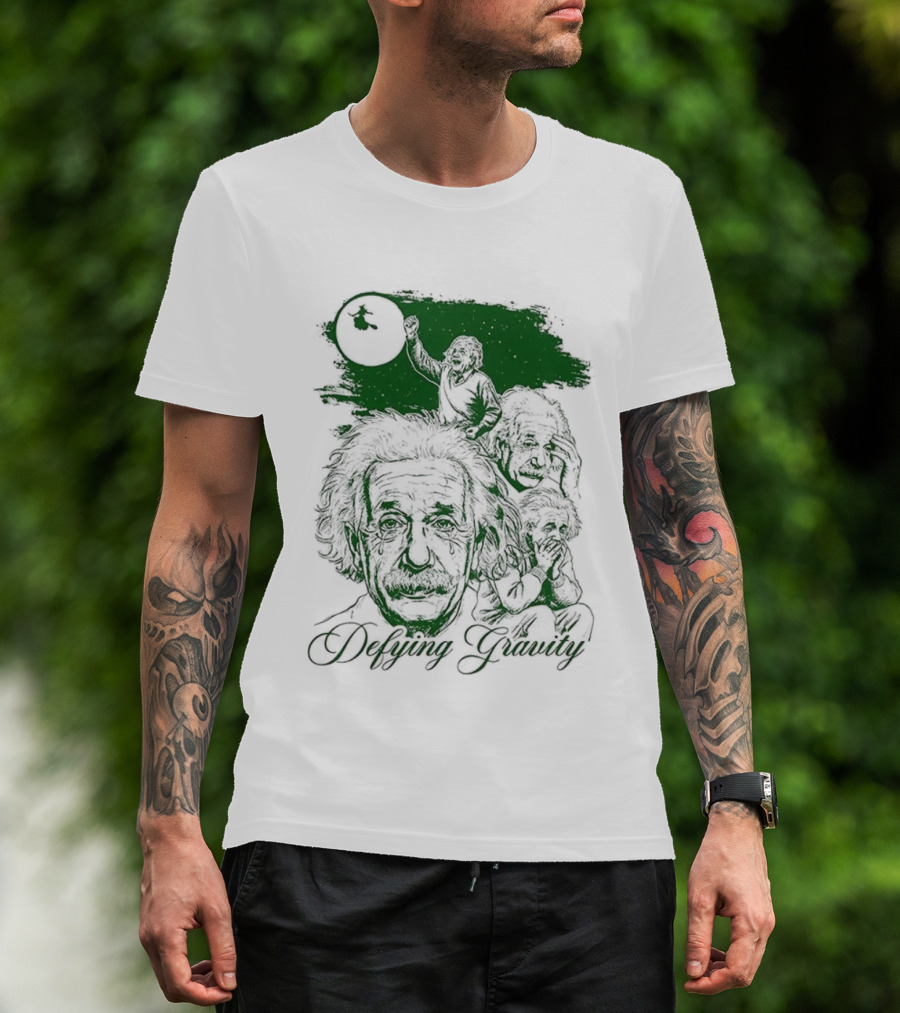Defying Gravity Einstein Sketch Face With Gravity Concept T-Shirt