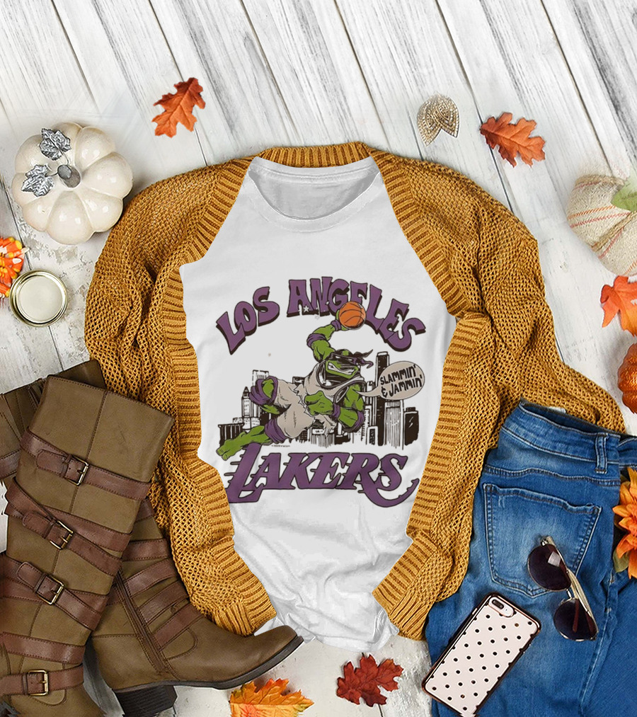 Los Angeles Lakers Donatello Jammin Slammin Teenage Mutant Ninja Turtles T-Shirt