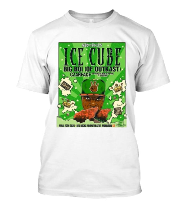 420 On The Rocks Ice Cube Big Boi Of Outkast Czarface Red Rocks Amphitheatre Morrison CO April 20th 2026 T-Shirt