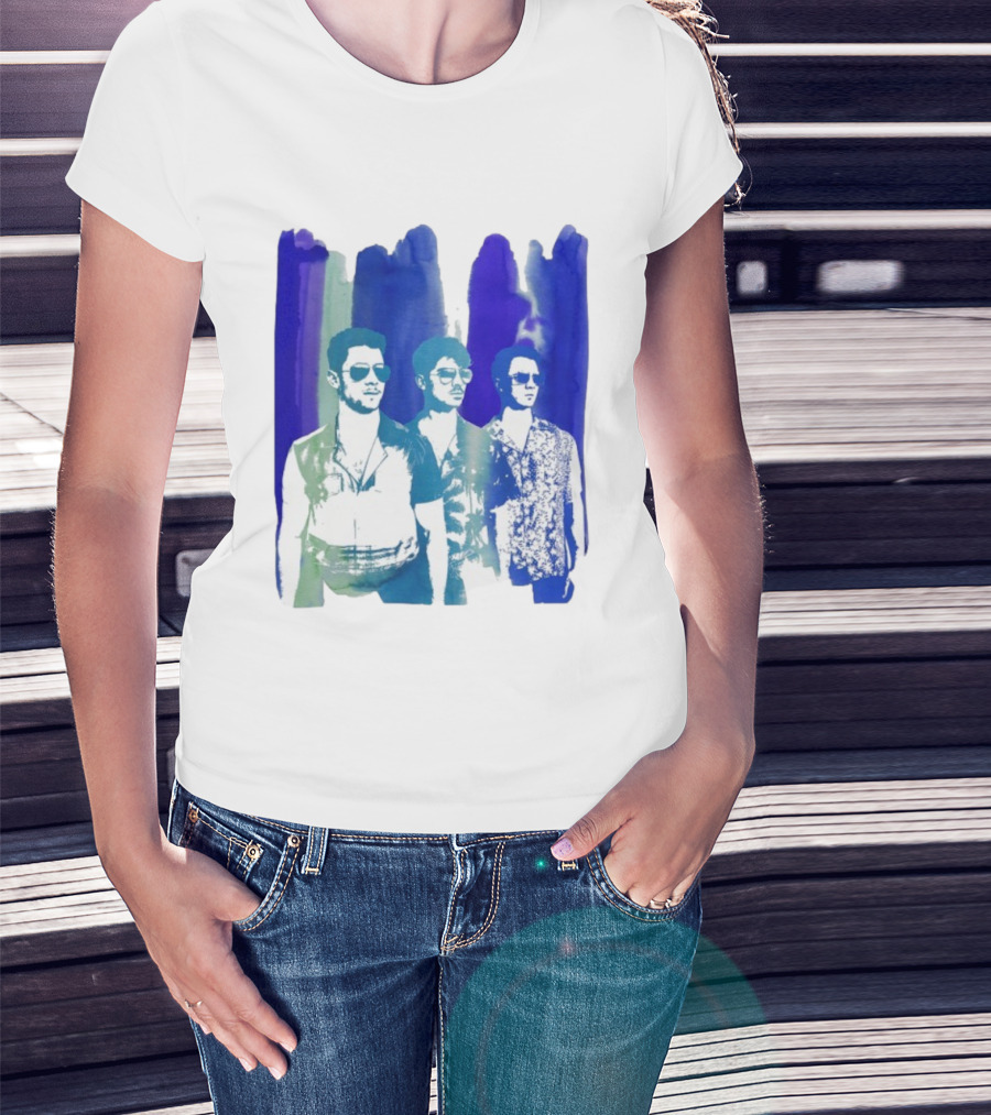 Jonas Brothers Cool Watercolor Style Portrait With Sunglasses T-Shirt