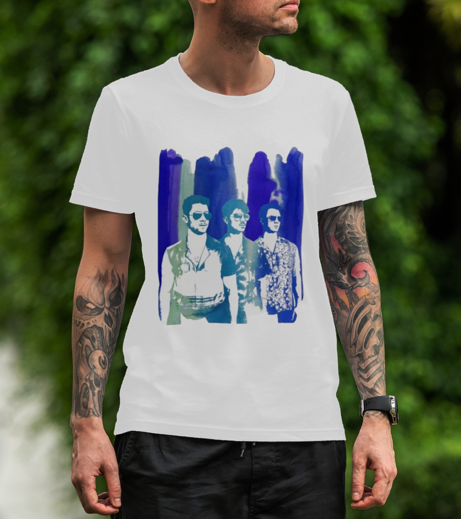 Jonas Brothers Cool Watercolor Style Portrait With Sunglasses T-Shirt