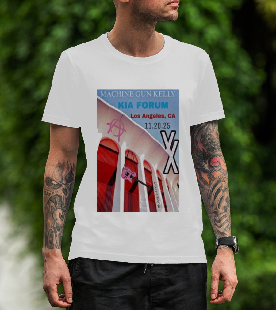 Machine Gun Kelly Kia Forum Los Angeles 11.20.25 Pink Guitar XX T-Shirt