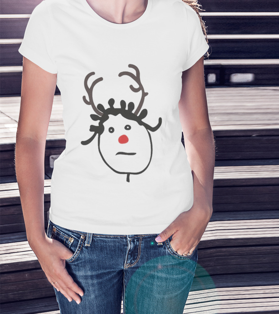 Rihanna Rhenna R20 Merry Christmas Reindeer Antlers Red Nose T-Shirt