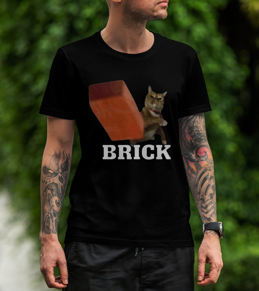 Funny Cat Brick Throw Meme T-Shirt