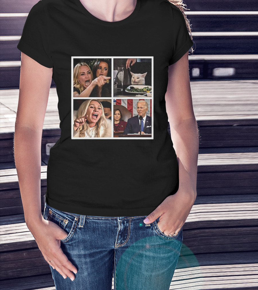 Marjorie Taylor Greene Yelling Biden Meme Smudge Cat Reacts Biden Speech T-Shirt