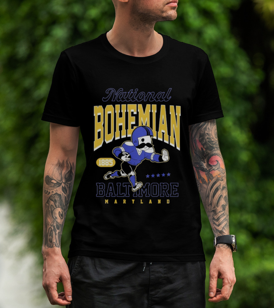 National Bohemian 1885 Baltimore Maryland Football Running Mascot T-Shirt