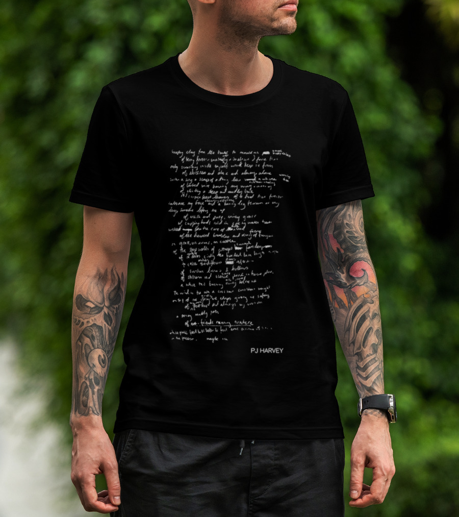 Pj Harvey Seem An I Handwritten Poetic Lyrics Text T-Shirt