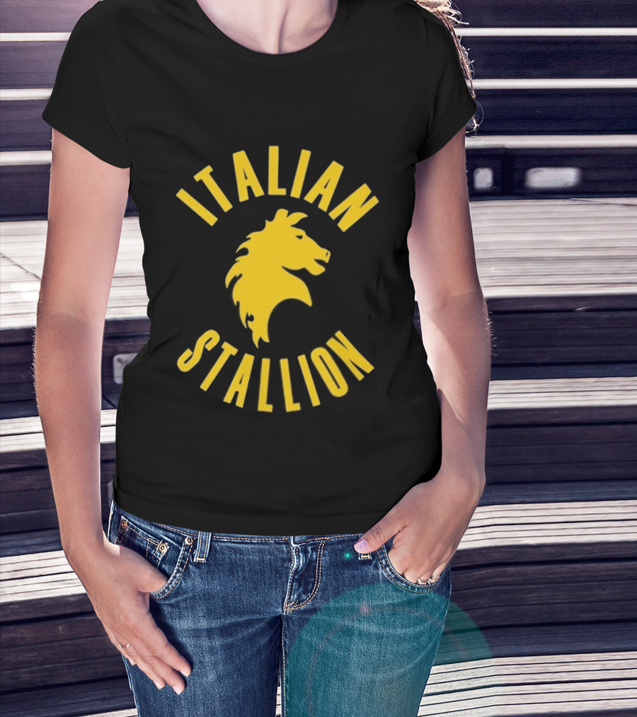 Rocky Balboa Italian Stallion Iconic Yellow Horse Emblem T-Shirt