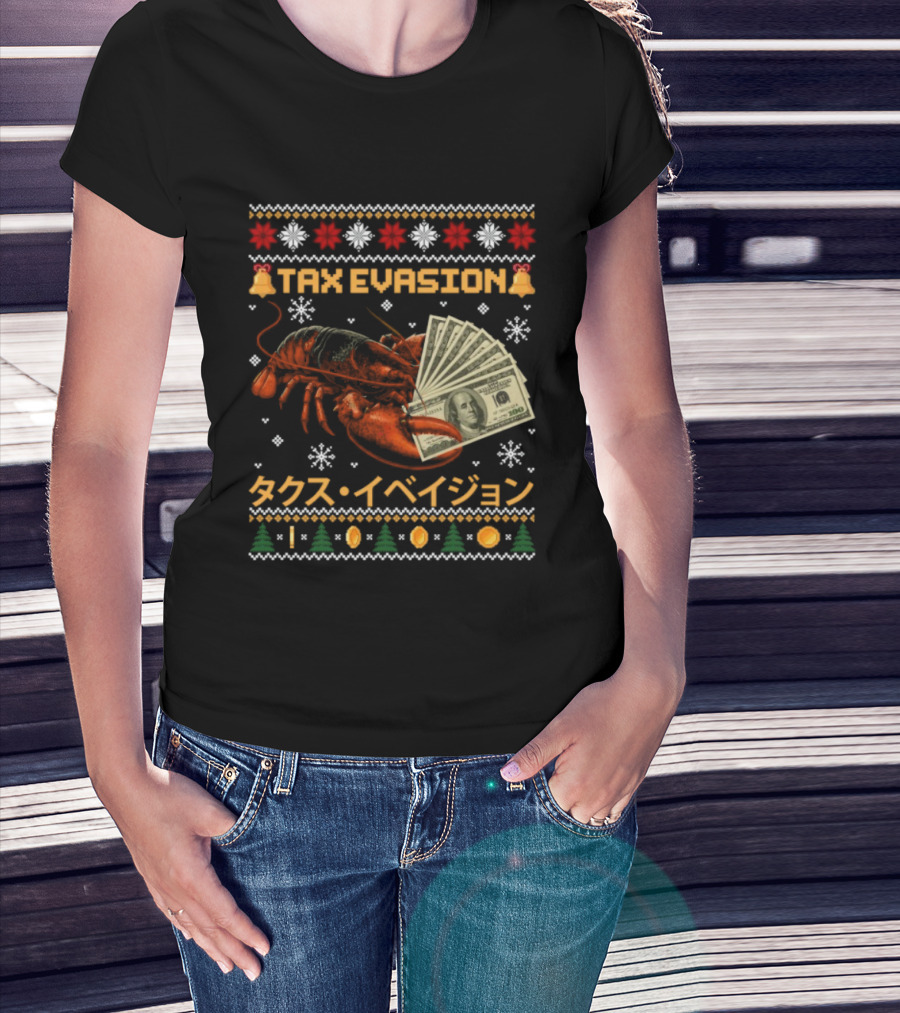 Tax Evasion Lobster Christmas Money Snowflakes T-Shirt