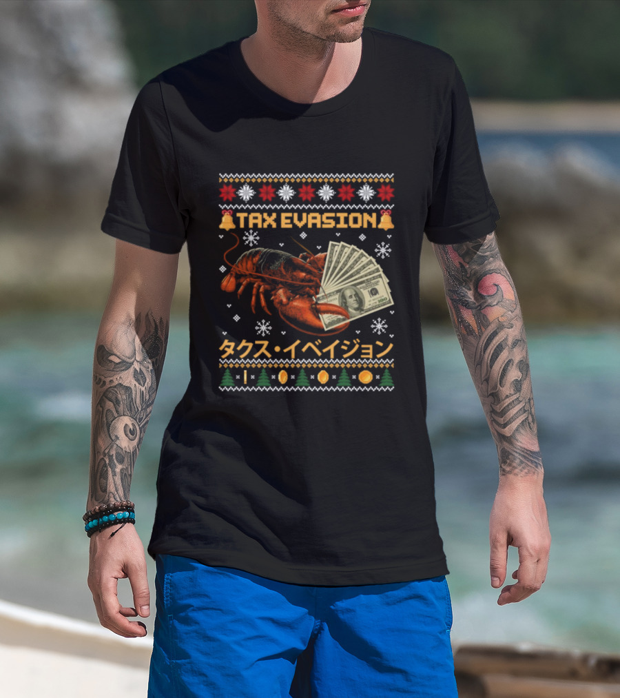 Tax Evasion Lobster Christmas Money Snowflakes T-Shirt