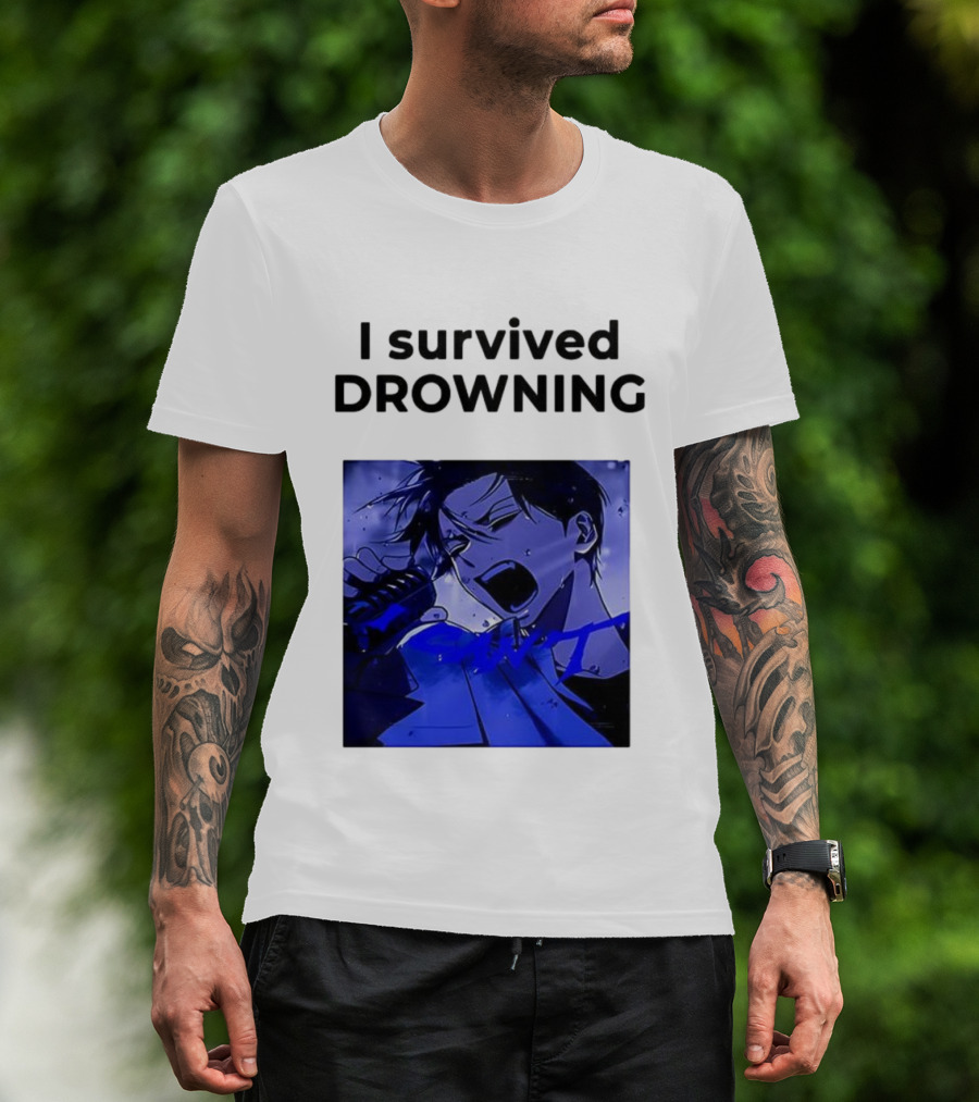 I Survived Drowning Akamu Na Ko Anime Character Blue Art T-Shirt