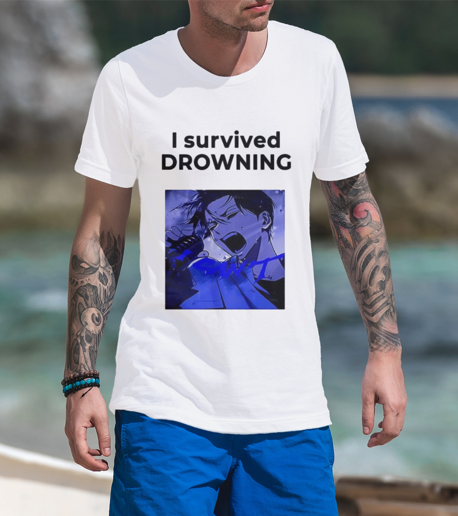 I Survived Drowning Akamu Na Ko Anime Character Blue Art T-Shirt
