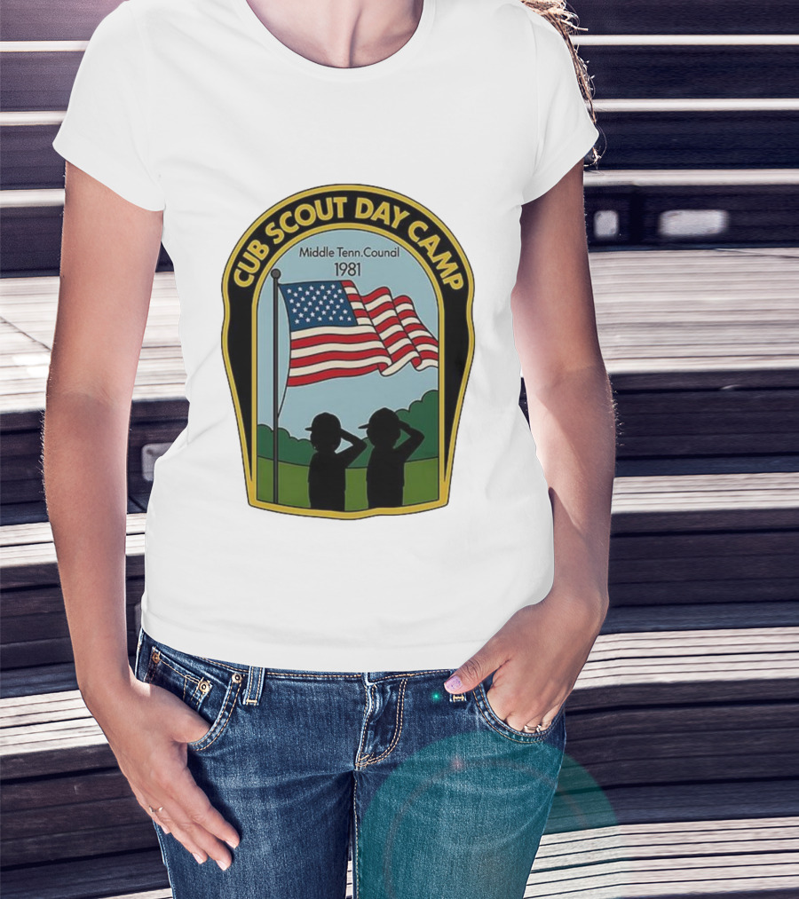 Cub Scout Day Camp Middle Tennessee Council 1981 American Flag T-Shirt