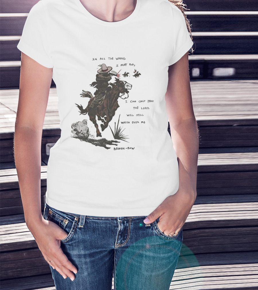 Pray The Lord Will Still Over Me Cowboy Riding Brown Horse T-Shirt