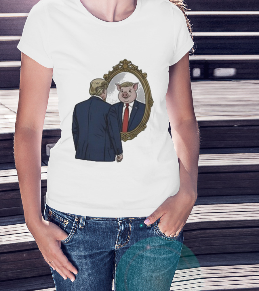Jb Pritzker Quiet Piggy Trump Mirror Reflection T-Shirt