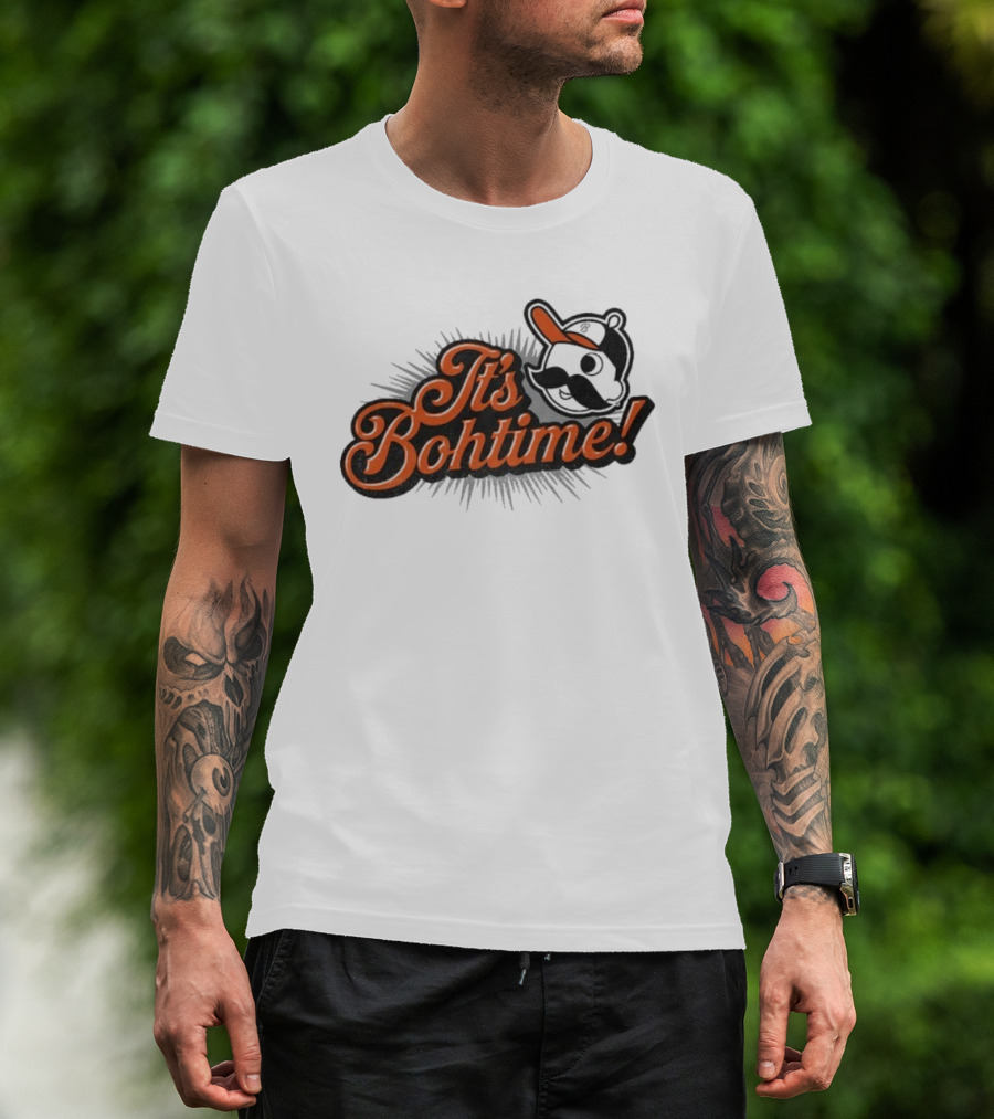 National Bohemian It's Bohtime Iconic Mustache Logo Vintage Style T-Shirt