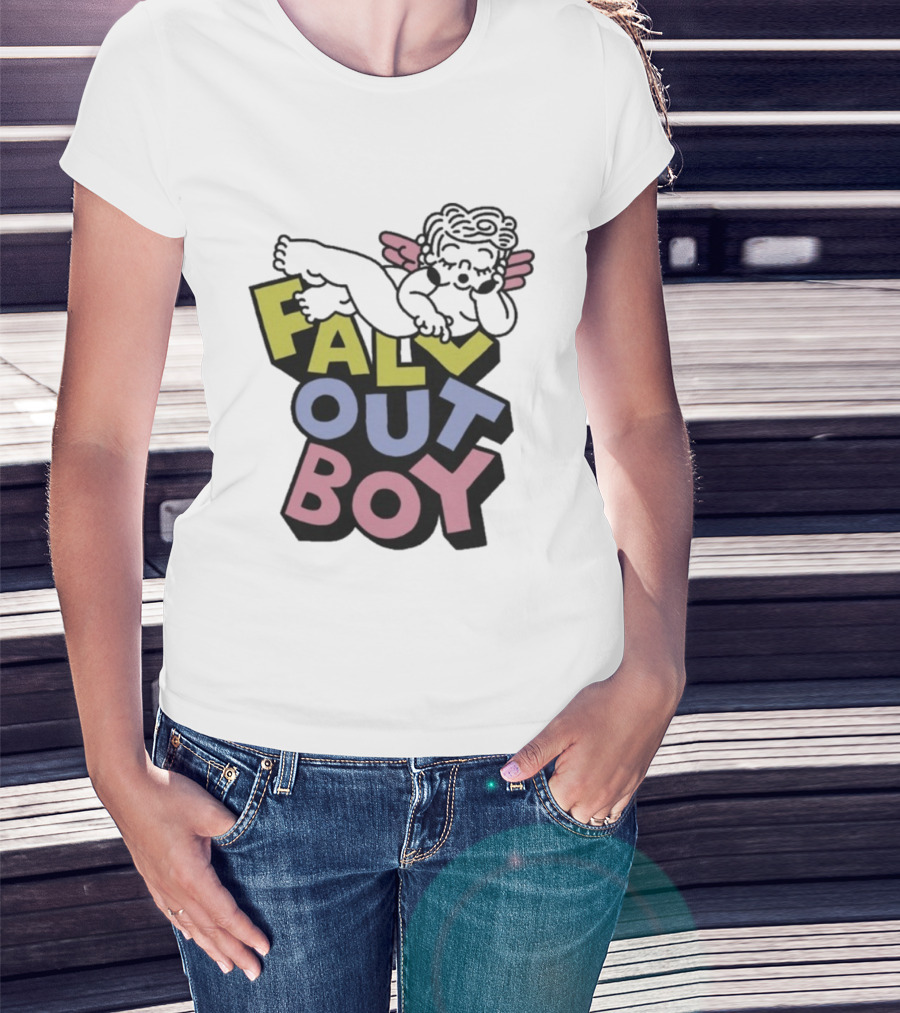 Fall Out Boy Sleepy Angel Iconic Pastel Text T-Shirt