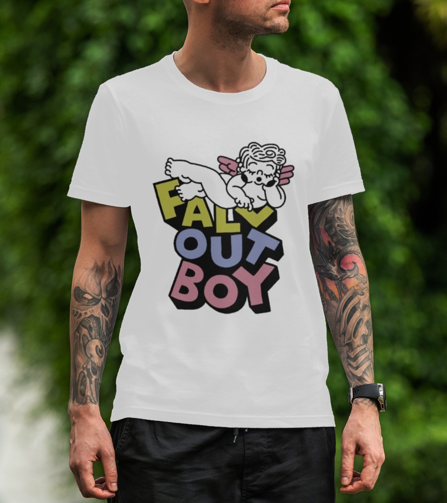 Fall Out Boy Sleepy Angel Iconic Pastel Text T-Shirt