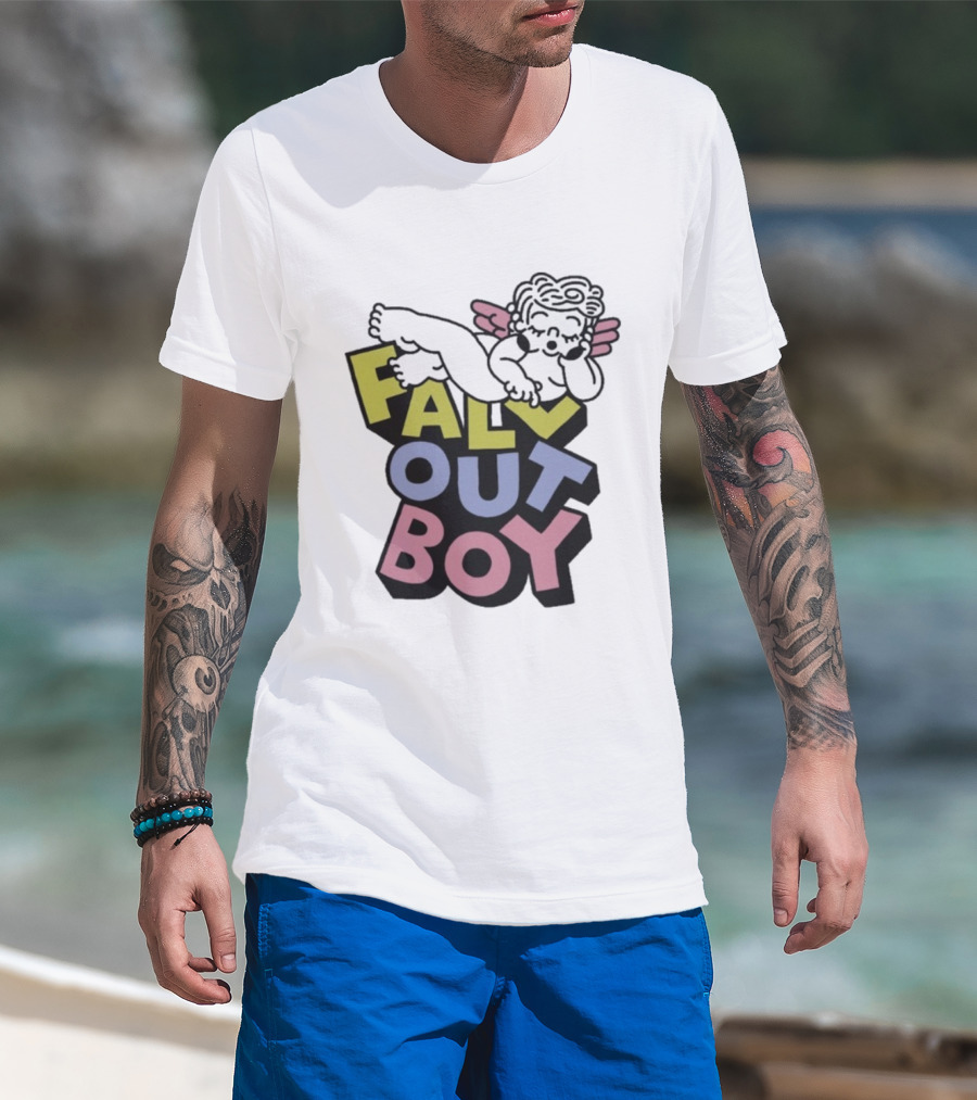 Fall Out Boy Sleepy Angel Iconic Pastel Text T-Shirt