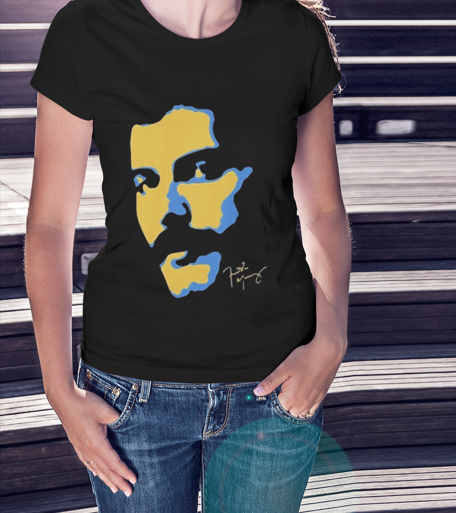 Freddie Mercury Signature Yellow Blue Face Design T-Shirt
