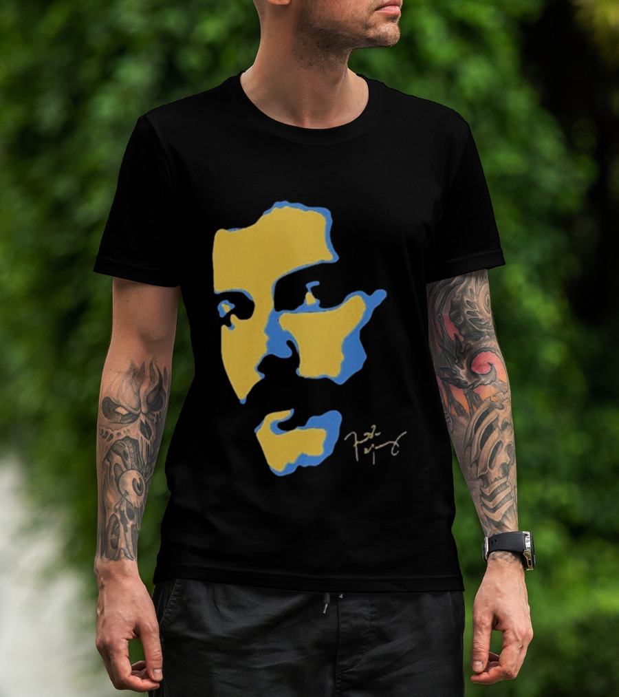 Freddie Mercury Signature Yellow Blue Face Design T-Shirt