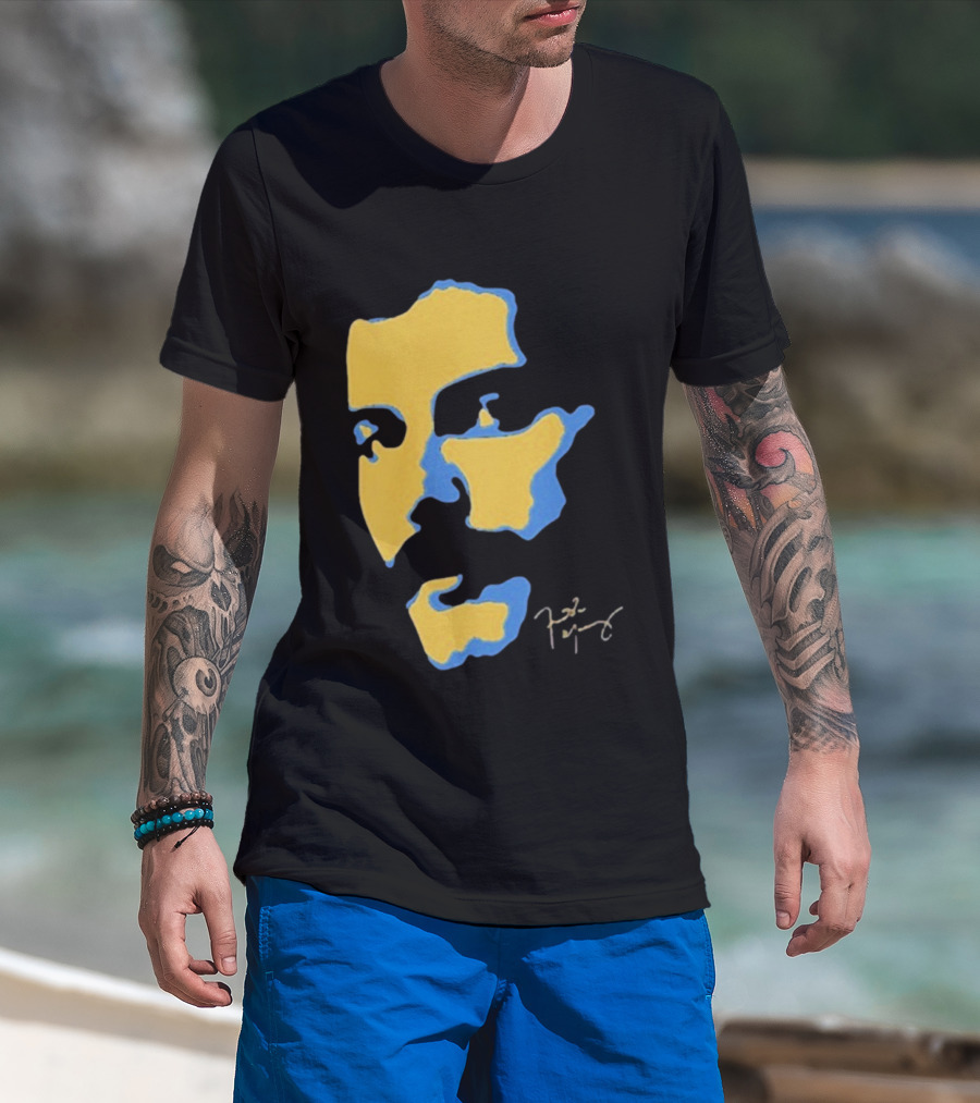 Freddie Mercury Signature Yellow Blue Face Design T-Shirt
