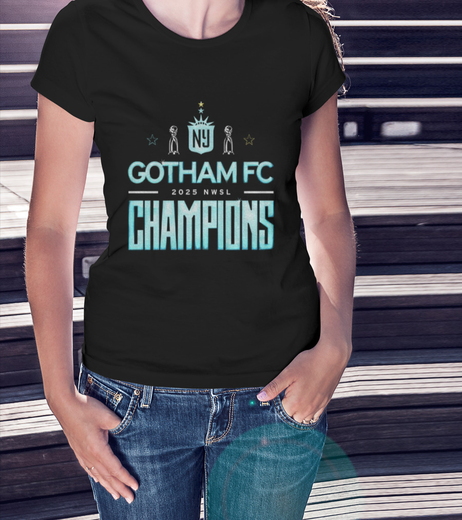 Gotham FC 2025 NWSL Champions Victory Trophy Celebration T-Shirt