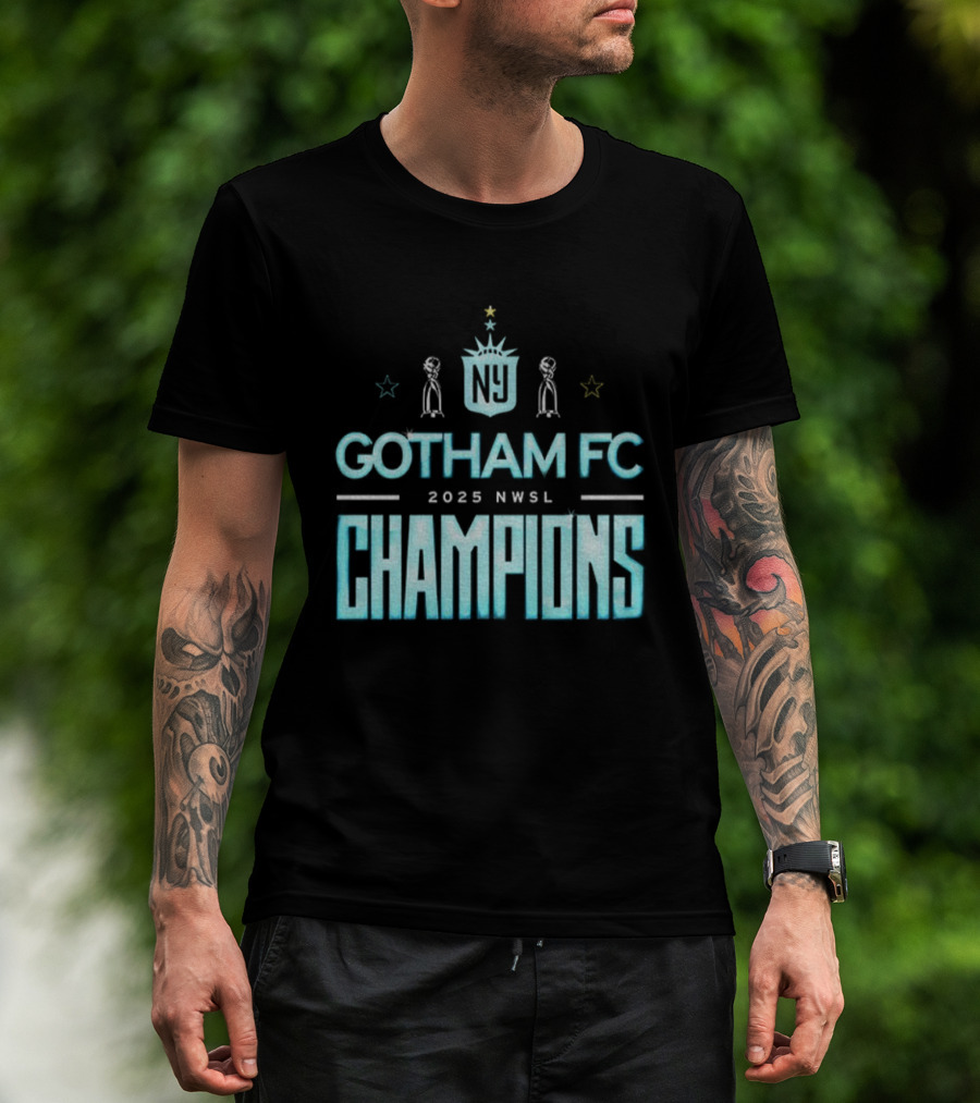 Gotham FC 2025 NWSL Champions Victory Trophy Celebration T-Shirt