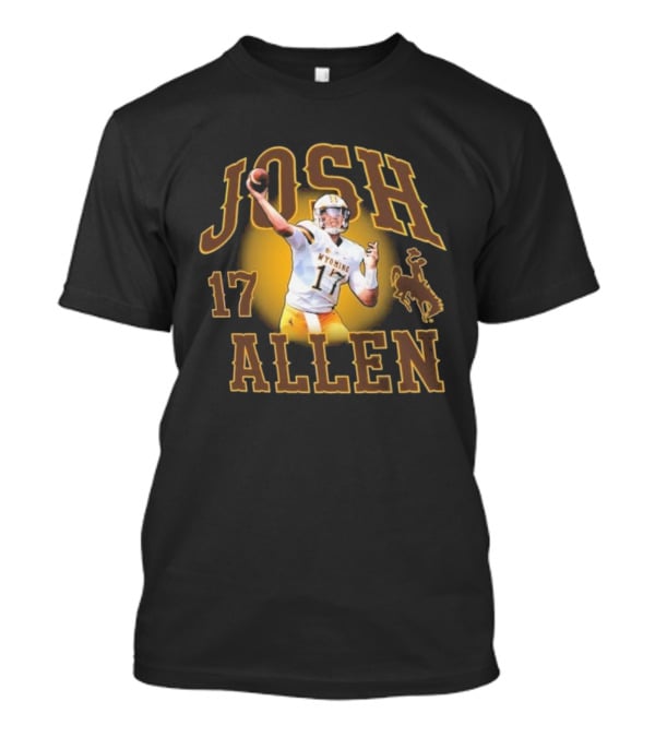 Josh Allen 17 Wyoming Cowboys Football Player Brown And Gold T-Shirt