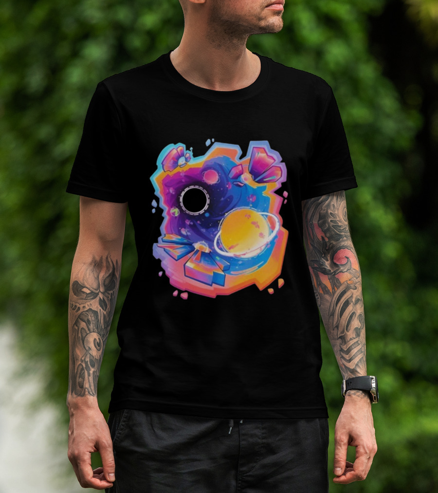 MindCap ORBIT Cosmic Planetary Vortex With Neon Crystals T-Shirt
