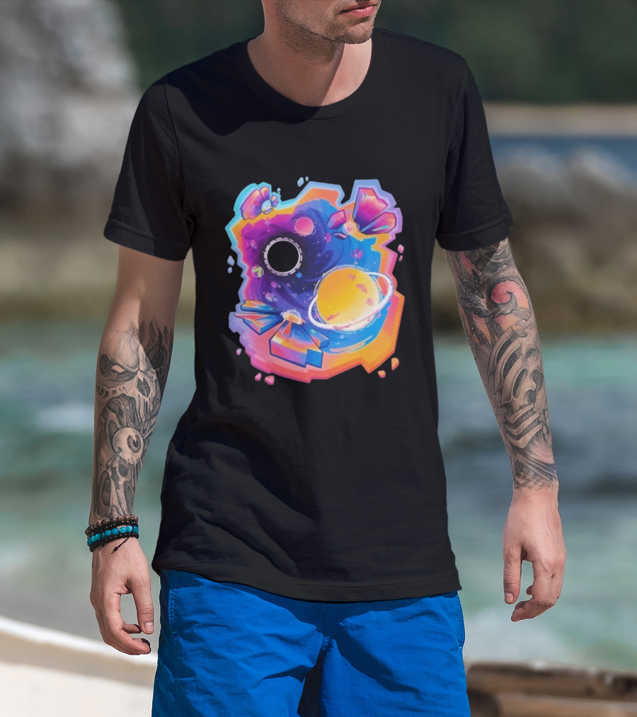 MindCap ORBIT Cosmic Planetary Vortex With Neon Crystals T-Shirt