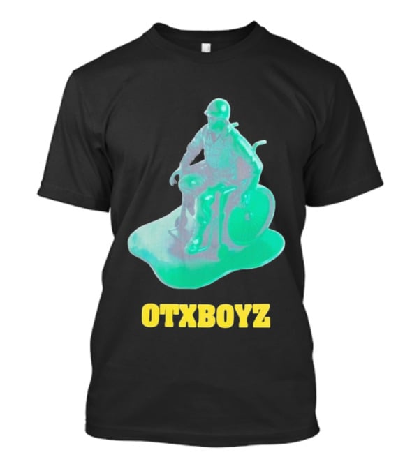 OTXBOYZ Toy Soldier In Wheelchair Vibrant Green Military Imagery T-Shirt