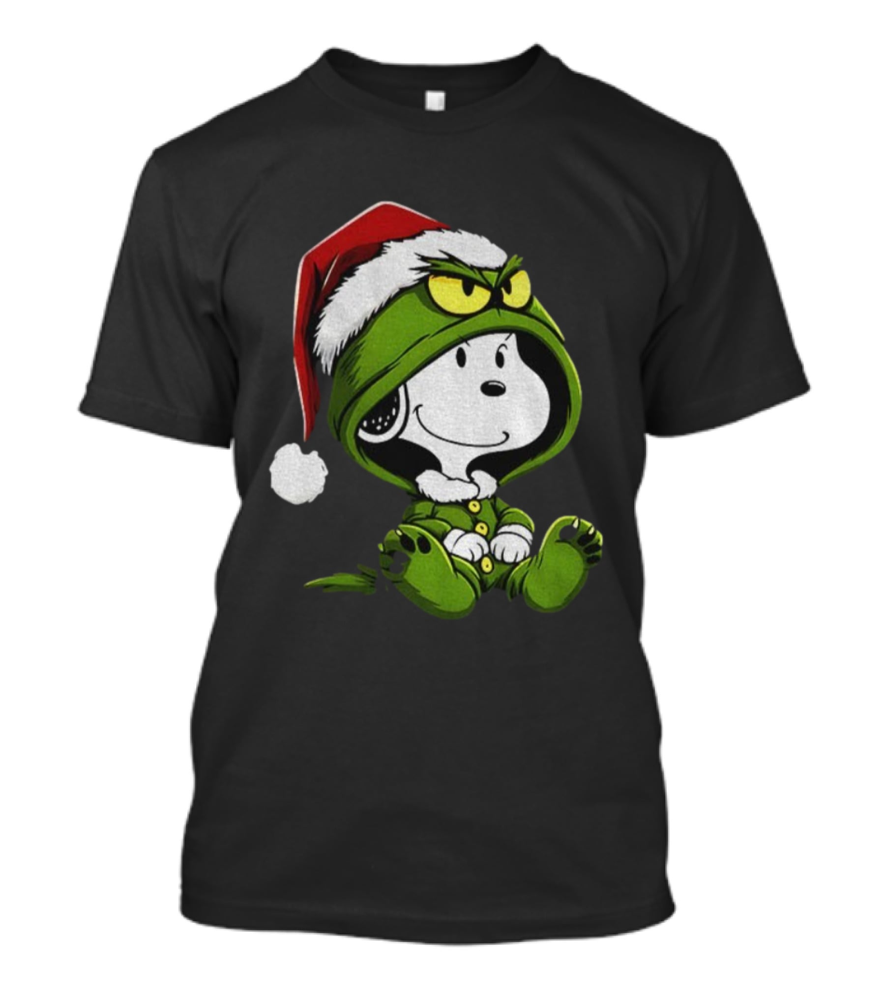 Snoopy Grinch Santa Hat Cute Cartoon Merry Christmas T-Shirt
