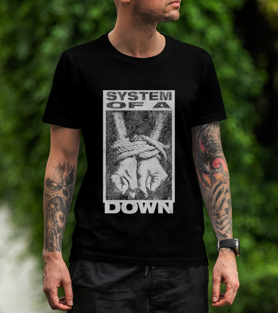 System Of A Down Bound Ensnared Hands Textured Graphic T-Shirt