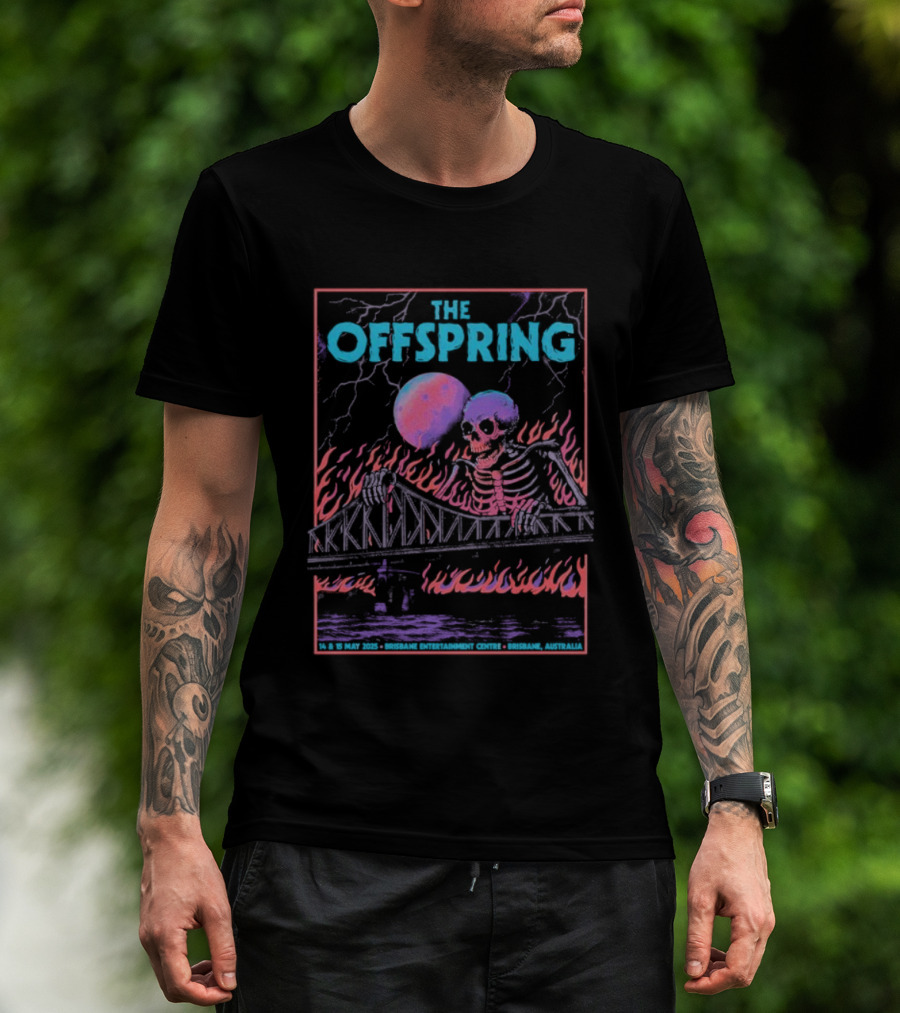 The Offspring Brisbane Australia May 14 15 2025 Skeleton Bridge Lightning Moon T-Shirt