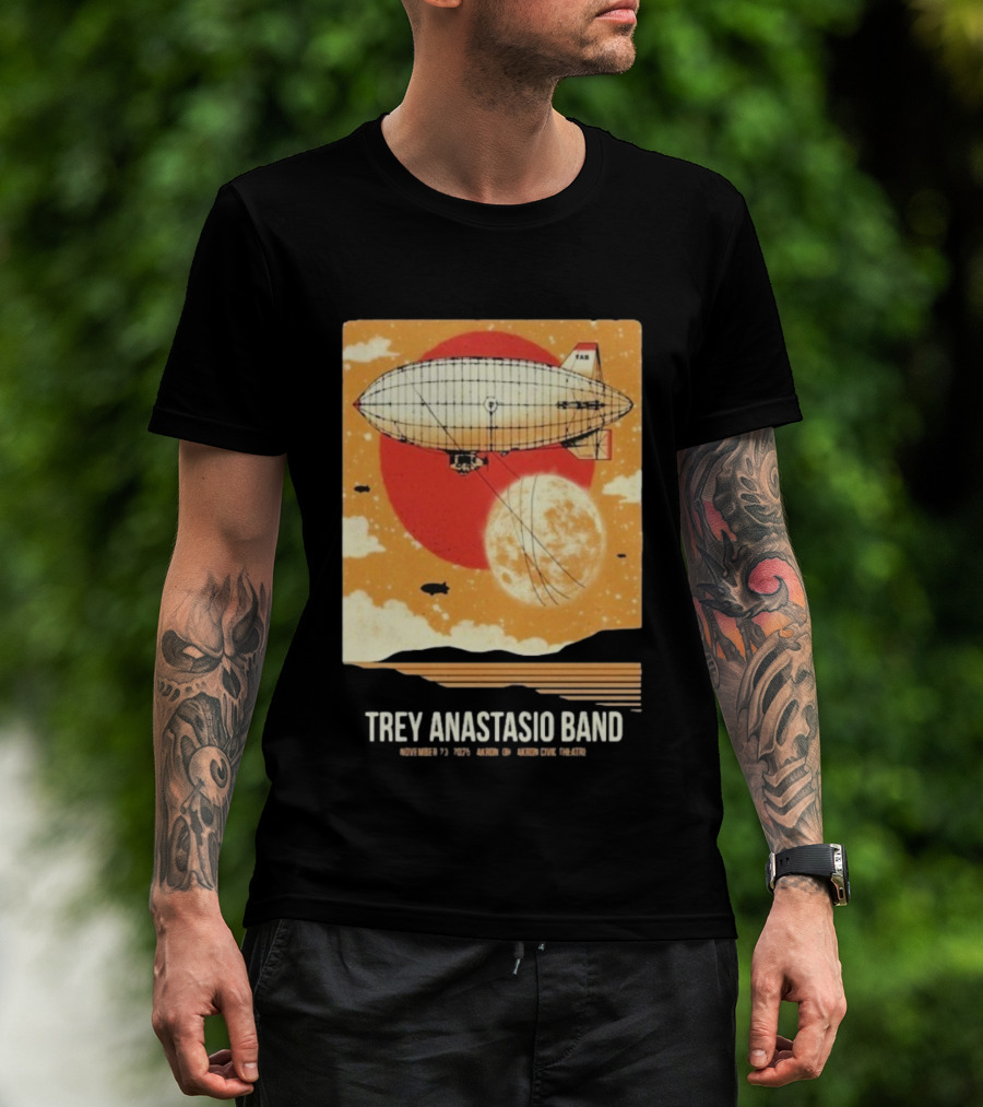 Trey Anastasio Band Akron Civic Theatre Nov 23 2025 Vintage Blimp And Moon Design T-Shirt