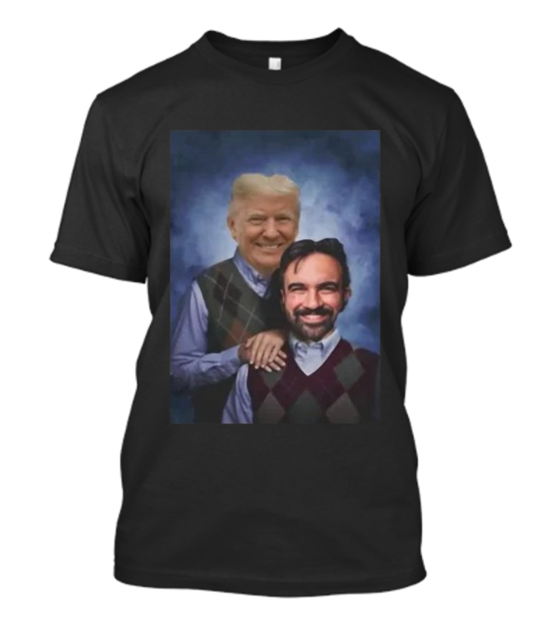 Trump And Mamdani Step Brothers Argyle Sweater Portrait T-Shirt