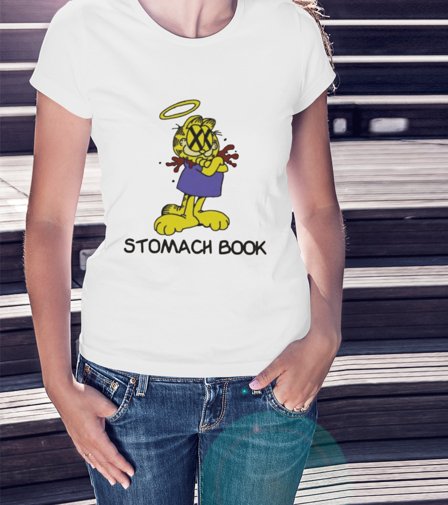 Stomach Book Cartoon With Halo And Cross-eyed Expression T-Shirt
