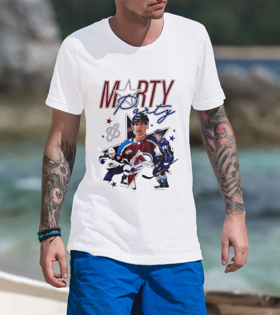 Marty Party Martin Necas 88 Colorado Avalanche NHL Tribute T-Shirt
