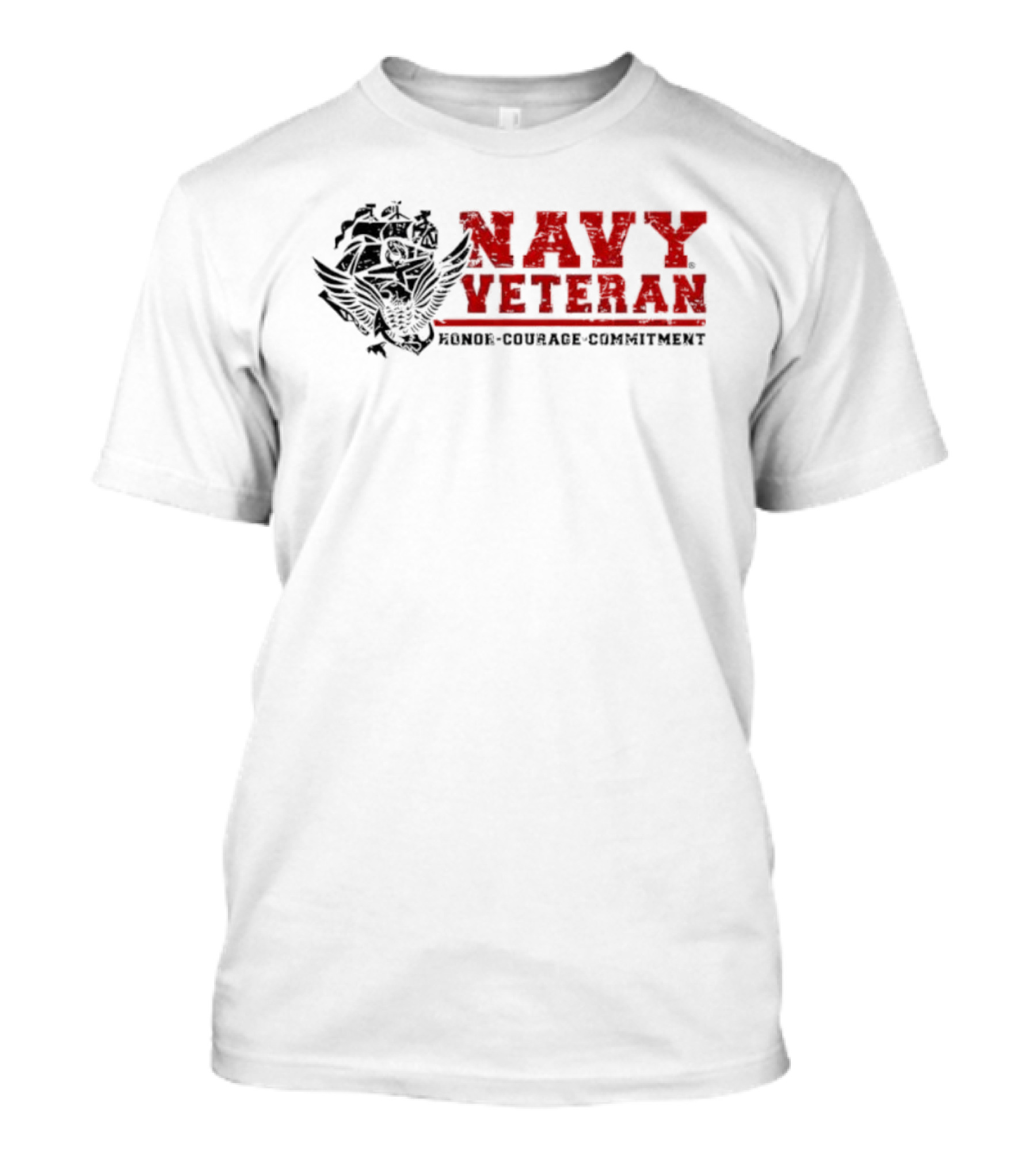 Navy Veteran Eagle Honor Courage Commitment Wings T-Shirt