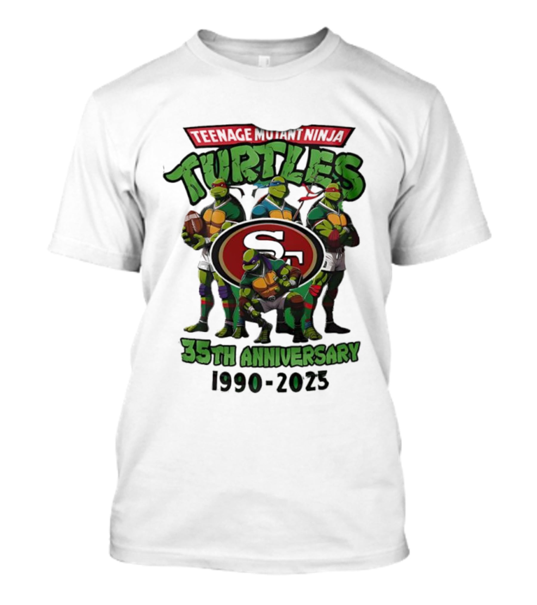 Teenage Mutant Ninja Turtles 35th Anniversary 1990-2023 San Francisco 49ers Collaboration T-Shirt
